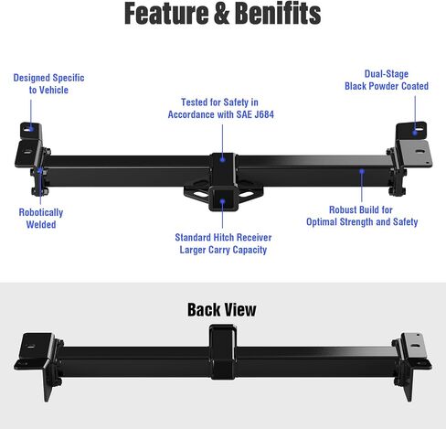 Trailer Hitch, 2 inch Towing Hitch Receiver with Class 3 Hitch Cover Compatible with Jeep Wrangler 1997-2006 in Saudi Arabia