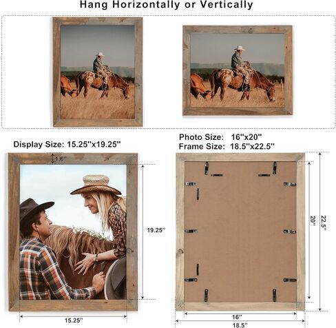 Rustic Picture Frame 8x10, 100% Reclaimed Wood Frame with Tempered Glass, Farmhouse Style Photo Frame 8''x10'' Distressed & Vintage Looking Wall Decor Gallery Wall Frame Set Mounting or Table Display in Kuwait