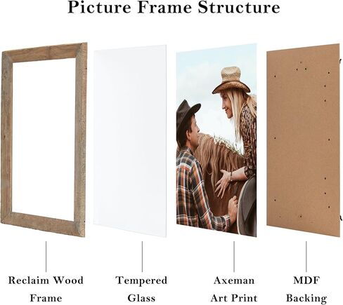 Rustic Picture Frame 8x10, 100% Reclaimed Wood Frame with Tempered Glass, Farmhouse Style Photo Frame 8''x10'' Distressed & Vintage Looking Wall Decor Gallery Wall Frame Set Mounting or Table Display in Kuwait