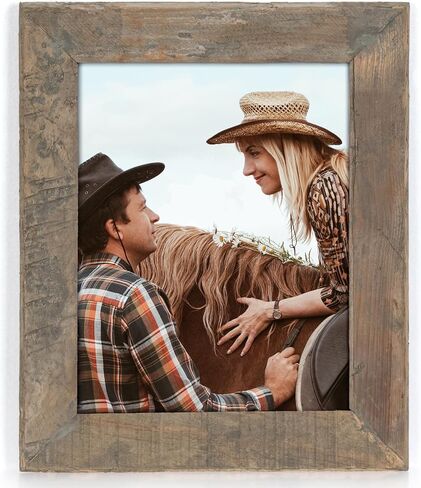 Rustic Picture Frame 8x10, 100% Reclaimed Wood Frame with Tempered Glass, Farmhouse Style Photo Frame 8''x10'' Distressed & Vintage Looking Wall Decor Gallery Wall Frame Set Mounting or Table Display in Kuwait