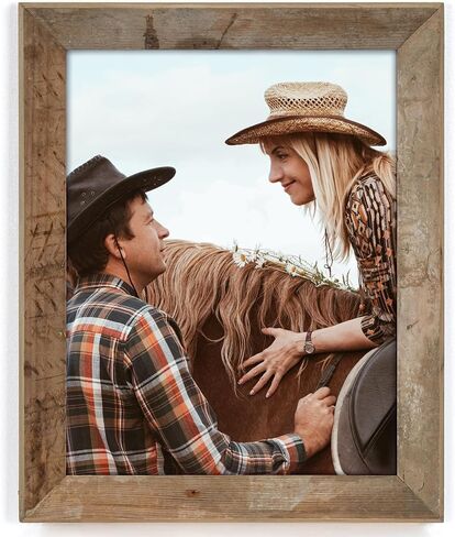 Rustic Picture Frame 8x10, 100% Reclaimed Wood Frame with Tempered Glass, Farmhouse Style Photo Frame 8''x10'' Distressed & Vintage Looking Wall Decor Gallery Wall Frame Set Mounting or Table Display in Kuwait