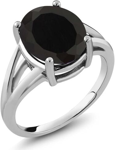 Gem Stone King 4.10 Cttw Black Onyx Ring For Women | 925 Sterling Silver | Gemstone December Birthstone | Oval 12X10MM | Available In Size 5,6,7,8,9 in Saudi Arabia