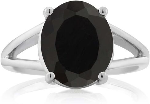 Gem Stone King 4.10 Cttw Black Onyx Ring For Women | 925 Sterling Silver | Gemstone December Birthstone | Oval 12X10MM | Available In Size 5,6,7,8,9 in Saudi Arabia