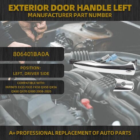 Dasbecan Exterior Door Handle Front Door Handle Left Driver Side with Keyhole Compatible with 2008-2020 Infiniti EX35 FX35 FX50 QX50 QX56 QX60 QX70 QX80 OEM 806401BA0A in Saudi Arabia