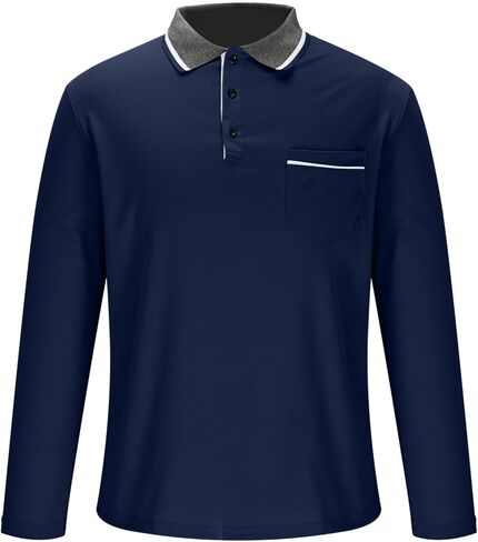 Long Sleeve Golf Shirt Men with Pocket - 2025 Casual Button Collared T-Shirt Slim Fit Fall Outfits in Saudi Arabia