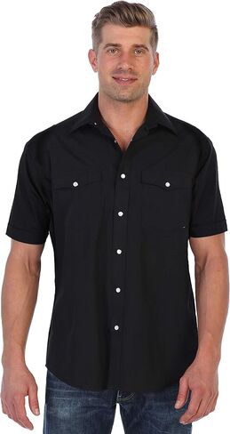 Gioberti Mens Casual Western Solid Short Sleeve Shirt with Pearl Snaps in Saudi Arabia