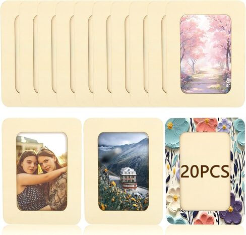 20 PCS Wooden Picture Frames for Craft Unfinished Wood Photo Frames with Stand DIY Wood Picture Frames Kit for 3 x 5 In Photos Postcard Picture Frame for DIY Painting Arts Projects in Kuwait