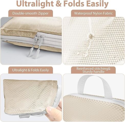 8 Set Compression Packing Cubes Travel, Ultralight Expandable More Space Saving Packing Cubes for Travel Compression,Packing Compression Organizing Accessories for Women/Men (Beige) in Saudi Arabia