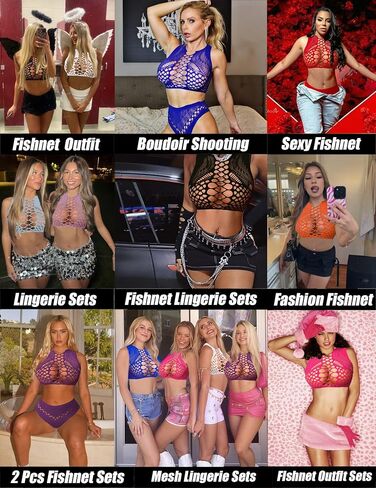 Avidlove Womens Fishnet Lingerie for Women Sexy Two Piece Lingerie Set Stripper Outfit in Saudi Arabia