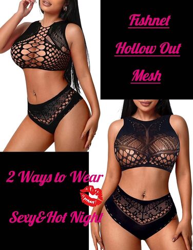 Avidlove Womens Fishnet Lingerie for Women Sexy Two Piece Lingerie Set Stripper Outfit in Saudi Arabia