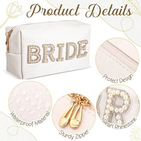 5 Pcs Bridal Gift Set Bride Makeup Bag I Do Bride Slippers Claw Hair Clip and Hairpins Accessories Wedding Engagement Gift Shower for Bridal Engagement Bachelorette Party in Saudi Arabia