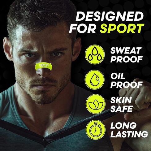 Nasal Strips (60 Count) - Oil & Sweat Resistant Adhesive - Athletic Nasal Strips for Sport & Nose Strips for Snoring & Sleeping - Nose Strips for Breathing (NEON Green Color) in Saudi Arabia