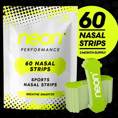 Nasal Strips (60 Count) - Oil & Sweat Resistant Adhesive - Athletic Nasal Strips for Sport & Nose Strips for Snoring & Sleeping - Nose Strips for Breathing (NEON Green Color) in Saudi Arabia