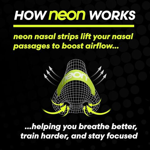 Nasal Strips (60 Count) - Oil & Sweat Resistant Adhesive - Athletic Nasal Strips for Sport & Nose Strips for Snoring & Sleeping - Nose Strips for Breathing (NEON Green Color) in Saudi Arabia