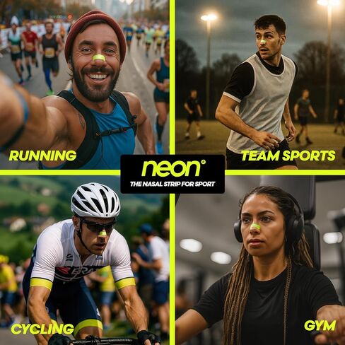 Nasal Strips (60 Count) - Oil & Sweat Resistant Adhesive - Athletic Nasal Strips for Sport & Nose Strips for Snoring & Sleeping - Nose Strips for Breathing (NEON Green Color) in Saudi Arabia