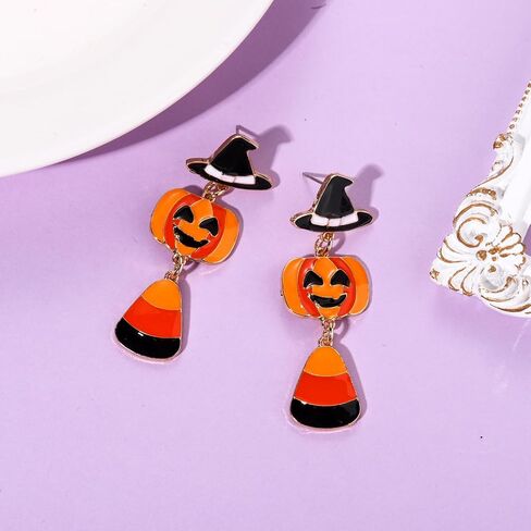 ANGLESJELL Halloween Earrings for Women HOCUS POCUS Earrings Spooky Witch Hat Pumpkin Earrings Festive Costume Party Accessory Gifts in Saudi Arabia