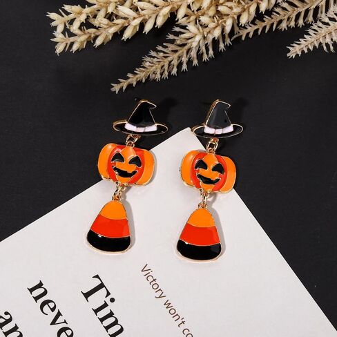 ANGLESJELL Halloween Earrings for Women HOCUS POCUS Earrings Spooky Witch Hat Pumpkin Earrings Festive Costume Party Accessory Gifts in Saudi Arabia