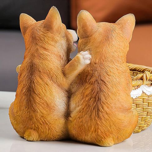 Corgi Statue,Corgi Dog Figurines,Cute Puppy Statue,Home Decor,Desk Organizer,Storage Basket,Gift for Corgi (Kahki) in Saudi Arabia