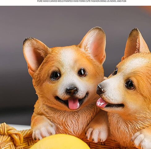 Corgi Statue,Corgi Dog Figurines,Cute Puppy Statue,Home Decor,Desk Organizer,Storage Basket,Gift for Corgi (Kahki) in Saudi Arabia
