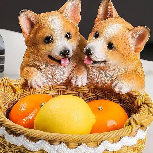Corgi Statue,Corgi Dog Figurines,Cute Puppy Statue,Home Decor,Desk Organizer,Storage Basket,Gift for Corgi (Kahki) in Saudi Arabia