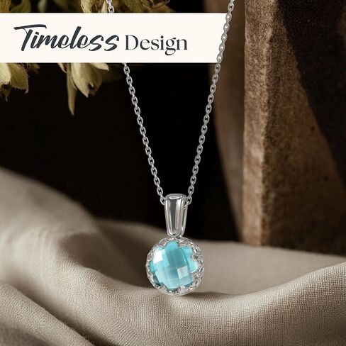 925 Sterling Silver Gemstone Necklace for Women - Birthstone Necklace for Women - Dainty Silver Necklace - Necklaces for Women Silver - Dainty Necklace for Women - Gemstone Jewelry Silver in Saudi Arabia