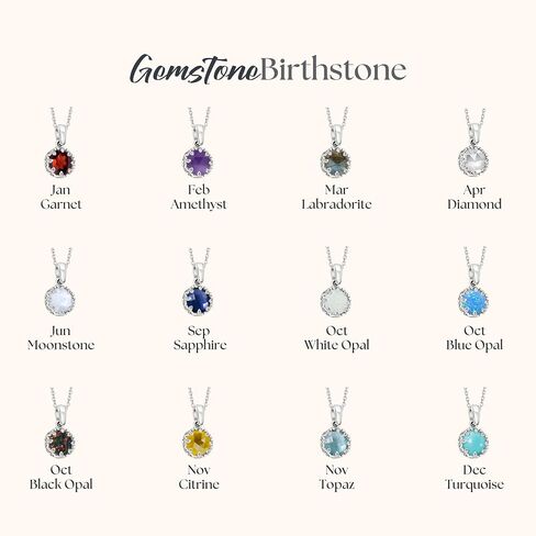 925 Sterling Silver Gemstone Necklace for Women - Birthstone Necklace for Women - Dainty Silver Necklace - Necklaces for Women Silver - Dainty Necklace for Women - Gemstone Jewelry Silver in Saudi Arabia