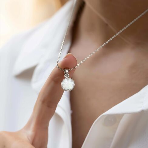 925 Sterling Silver Gemstone Necklace for Women - Birthstone Necklace for Women - Dainty Silver Necklace - Necklaces for Women Silver - Dainty Necklace for Women - Gemstone Jewelry Silver in Saudi Arabia