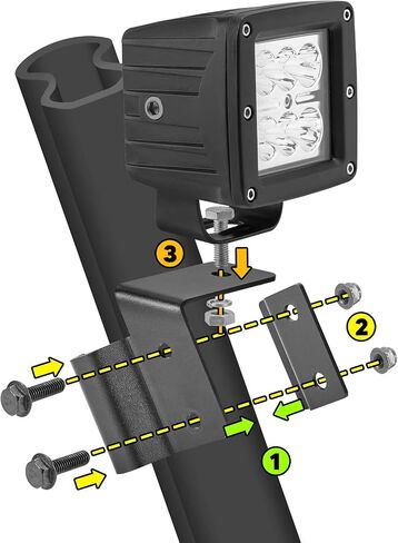 WSays السقف العلوي Pro-Fit Cage 52 بوصة 300 واط LED شريط إضاءة منحني طقم دعامة تثبيت وعمود جانبي خلفي 2 × 3 بوصة 24 واط دعامة تثبيت مع مجموعة أسلاك متوافقة مع Can-Am Defender 2016-2023 in Saudi Arabia