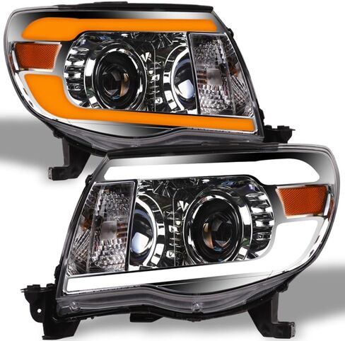 7422443431419 Compatible with 2005-2011 Toyota Tacoma Switchback Sequential LED Strip Bar Black Housing Projector Headlights with Amber Reflector in Saudi Arabia