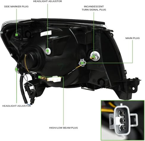 7422443431419 Compatible with 2005-2011 Toyota Tacoma Switchback Sequential LED Strip Bar Black Housing Projector Headlights with Amber Reflector in Saudi Arabia