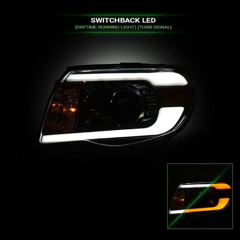 7422443431419 Compatible with 2005-2011 Toyota Tacoma Switchback Sequential LED Strip Bar Black Housing Projector Headlights with Amber Reflector in Saudi Arabia