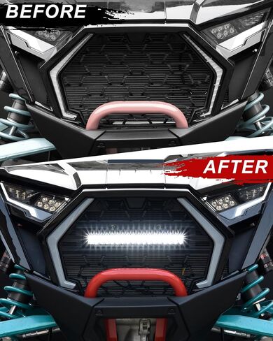 SAUTVS Waterproof Front Mesh Grill with LED Light Bar for Polaris RZR PRO XP/PRO R/PRO S 2025, Black Mesh Grille with Spotlight, Replace OEM #5465595-070, #5459950-070 in Saudi Arabia