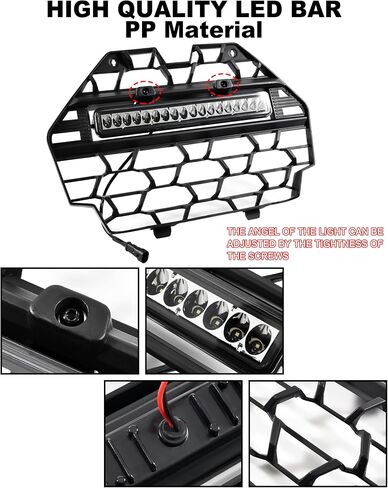 SAUTVS Waterproof Front Mesh Grill with LED Light Bar for Polaris RZR PRO XP/PRO R/PRO S 2025, Black Mesh Grille with Spotlight, Replace OEM #5465595-070, #5459950-070 in Saudi Arabia