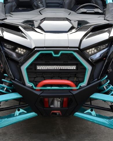 SAUTVS Waterproof Front Mesh Grill with LED Light Bar for Polaris RZR PRO XP/PRO R/PRO S 2025, Black Mesh Grille with Spotlight, Replace OEM #5465595-070, #5459950-070 in Saudi Arabia