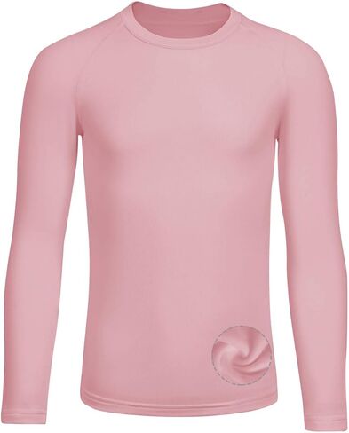 Haloumoning Boys Raglan Long Sleeve T-Shirts Kids Fleece Lined Thermal Basic Tees Baseball Undershirts 5-14 Years in Saudi Arabia