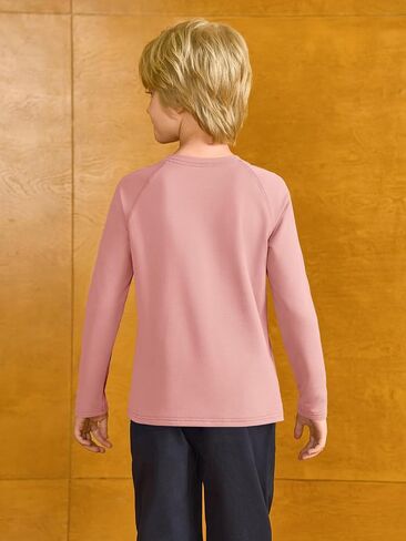 Haloumoning Boys Raglan Long Sleeve T-Shirts Kids Fleece Lined Thermal Basic Tees Baseball Undershirts 5-14 Years in Saudi Arabia