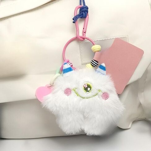 Cute Plush Smiling One-Eyed Monster Keyring, Cute Smiling Face Soft Car Keychain Bag Gifts for Women Backpack Decoration in Saudi Arabia