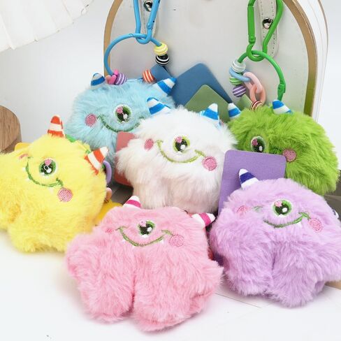Cute Plush Smiling One-Eyed Monster Keyring, Cute Smiling Face Soft Car Keychain Bag Gifts for Women Backpack Decoration in Saudi Arabia