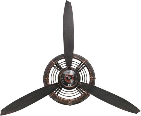 ديكور جدار مروحة الطائرة، ديكور الطيران، هدايا الطيار، ساعة Steampunk، ساعة كهف رجل، فن جداري لغرفة نوم المكتب، تعمل بالبطارية، بني in Kuwait