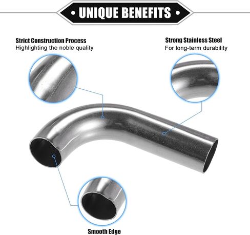Bend Elbow Pipe Tube, 1" OD 4" 2.36" Leg 90 Degree DIY Exhaust Pipe Intercooler Air Intake Tube Universal for Car Truck Automotive Durable 304 Stainless Steel Silver Tone in Saudi Arabia