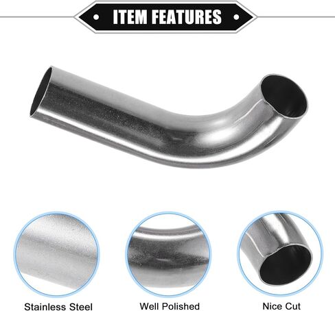 Bend Elbow Pipe Tube, 1" OD 4" 2.36" Leg 90 Degree DIY Exhaust Pipe Intercooler Air Intake Tube Universal for Car Truck Automotive Durable 304 Stainless Steel Silver Tone in Saudi Arabia