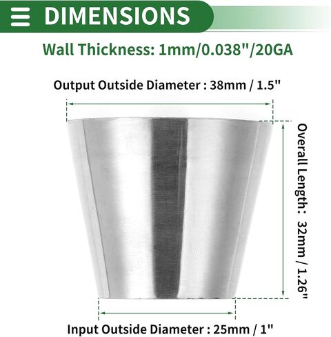 Motoforti Mandrel Exhaust Bend Elbow Concentric Reducer Car Exhaust Pipe Tubing Piping Adapter 1" OD to 1.5" OD 304 Stainless Steel Silver Tone 2 Pcs in Saudi Arabia