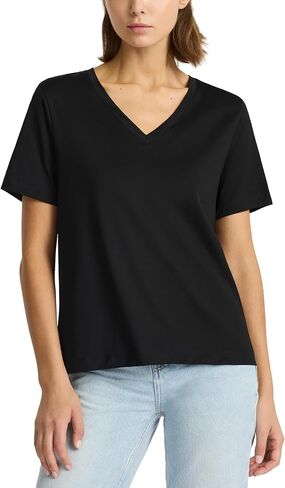 Women’s Supima® Mercerised Cotton V-Neck T-Shirt – USA-Grown Cotton, Luxury Finish, Short Sleeve, Flattering Fit in Saudi Arabia