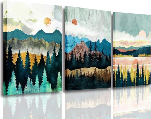 Abstract Wall Art Forest Mountain Watercolor Paintings Landscape Modern Canvas Prints Bathroom Bedroom Office Wall Decor Framed Artwork Wall Pictures Ready to Hang in Saudi Arabia
