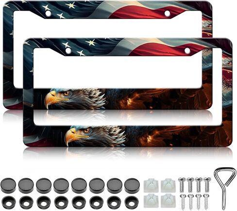 Bat License Plate Frames - 2 Pack Front Rear Sprider Web Bat Goth Gothic License Plates Holder Covers, Aluminum Metal Rust-Proof Waterproof Car Tag Frame with Screws Fasteners Caps in Saudi Arabia