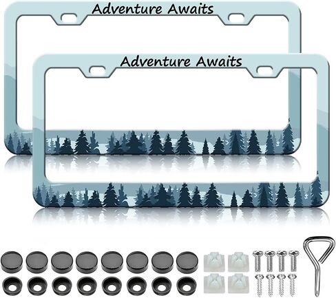 Bat License Plate Frames - 2 Pack Front Rear Sprider Web Bat Goth Gothic License Plates Holder Covers, Aluminum Metal Rust-Proof Waterproof Car Tag Frame with Screws Fasteners Caps in Saudi Arabia