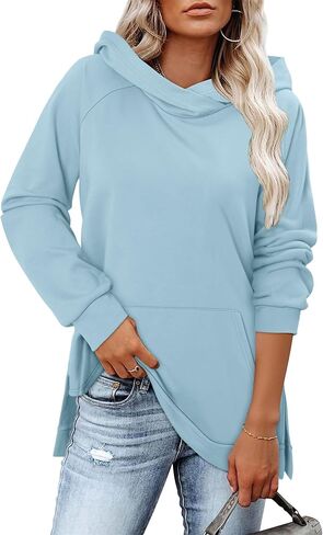 KISSMODA Womens Casual Hoodies Long Sleeve Sweatshirts Comfy Pullover Fleece Sweaters Winter Fall Outfits Fashion Clothes in Kuwait