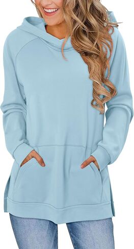 KISSMODA Womens Casual Hoodies Long Sleeve Sweatshirts Comfy Pullover Fleece Sweaters Winter Fall Outfits Fashion Clothes in Kuwait