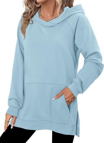 KISSMODA Womens Casual Hoodies Long Sleeve Sweatshirts Comfy Pullover Fleece Sweaters Winter Fall Outfits Fashion Clothes in Kuwait