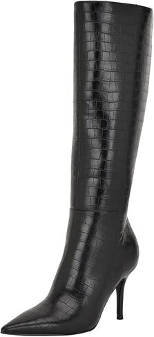 Guess Women's WAYLA Knee High Boot, Dark Brown Croco 200, 7.5 in Saudi Arabia